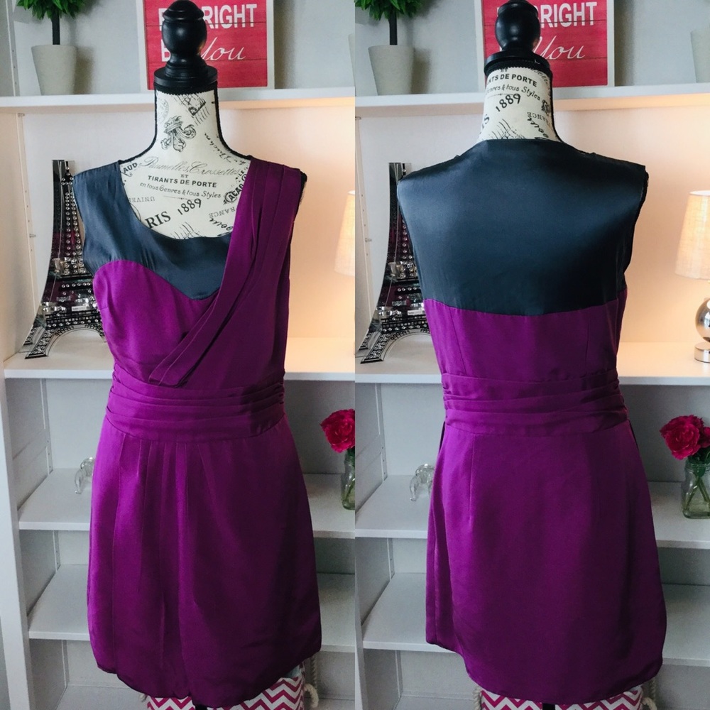 Geren Ford, 100% Silk, Purple/Gray Dress